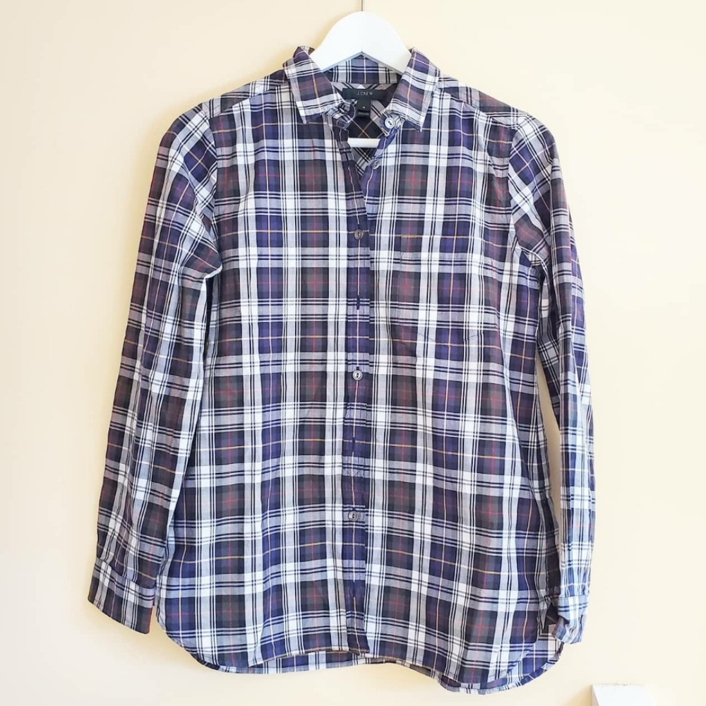 J. Crew Black & White Plaid Button Down Shirt (4)